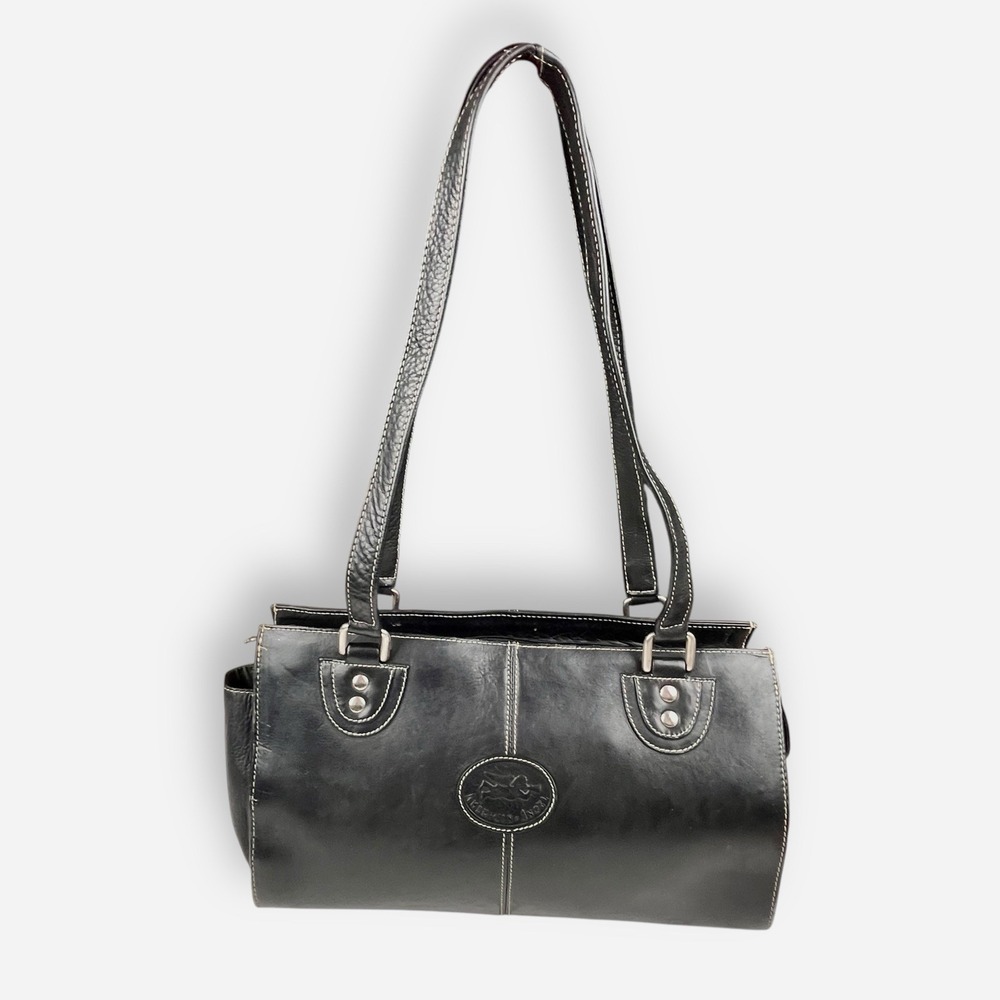 Vintage American‎ Angel Black Leather Shoulder Bag 9107 Purse